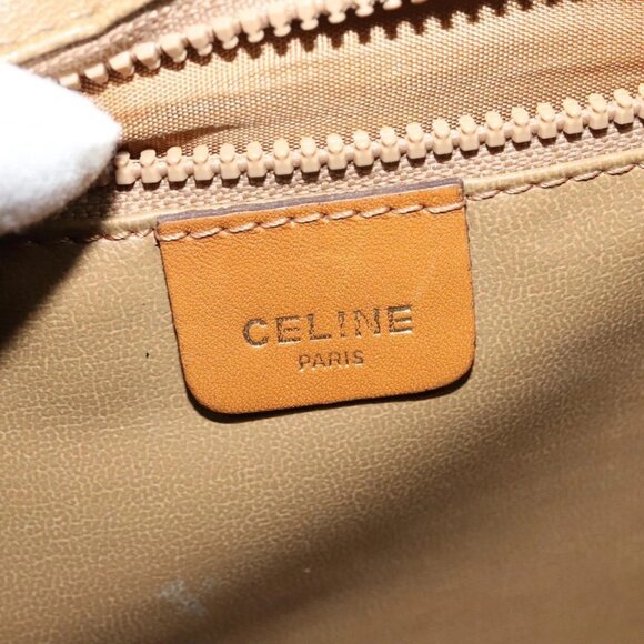CELINE Macadam Canvas Shoulder Bag PVC Leather White Gold - Picture 13 of 16